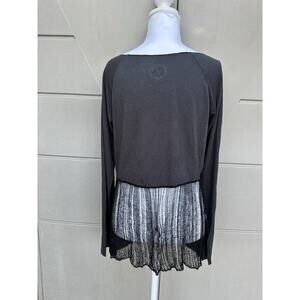 Blue Life Black LS Flowy Shirt - Half Sheer Bottom On Back Sz M BOHO WHIMSIGOTH